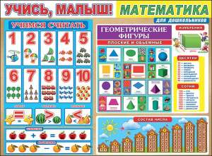 ПЛАКАТ ОБПУЧАЮЩИЙ А2 "УЧИСЬ МАЛЫШ !" МАТЕМАТИКА