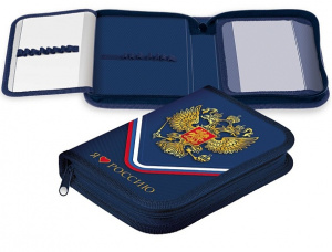 ПЕНАЛ КАРКАСНЫЙ ДВУХСТВОРЧАТЫЙ "Я ЛЮБЛЮ РОССИЮ" 20*14*4СМ 