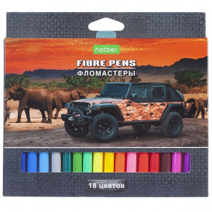 ФЛОМАСТЕРЫ HATBER "JEEPING" 18 ЦВЕТОВ