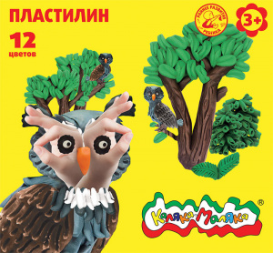 ПЛАСТИЛИН 12ЦВ 180Г КАЛЯКА СО СТЕКОМ
