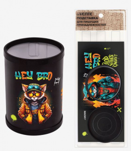 ПОДСТАВКА НАСТОЛЬНАЯ "HEY BRO" ПЛАСТИК 11*8СМ