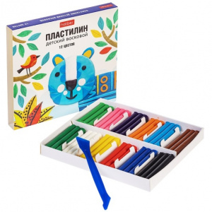 ПЛАСТИЛИН 12ЦВ "ТИГРА" 180Г ВОСКОВОЙ СО СТЕКЛОМ