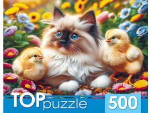 ПАЗЛЫ  500 ЭЛЕМЕНТОВ TOPPUZZLE "КОТЕНОК И ЦЫПЛЯТА"