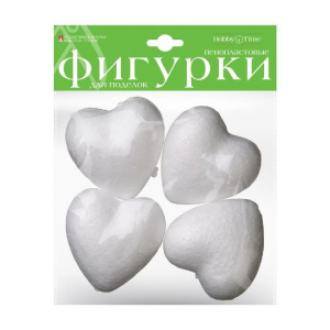 ФИГУРЫ ИЗ ПЕНОПЛАСТА "СЕРДЕЧКИ" D=75ММ 4ШТ