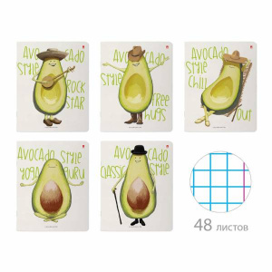 ТЕТРАДЬ 48Л КЛЕТКА "AVOCADO STYLE"