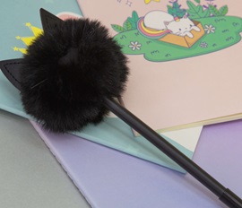 РУЧКА ГЕЛЕВАЯ АЛЕФ 0,5ММ MEOW BLACK С ДЕКОРАТИВНЫМ ЭЛЕМЕНТОМ