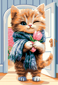 НАБОР ДЛЯ ТВОРЧЕСТВА ФРЕЯ КАРТИНА ПО НОМЕРАМ НА КАРТОНЕ 20*30СМ А ВОТ И Я